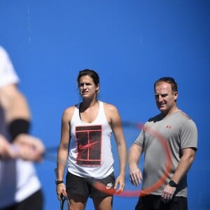 Andy Murray et Amélie Mauresmo lors de l'entraînment à l'Open d'Australie au Melbourne Park de Melbourne, le 16 janvier 2016