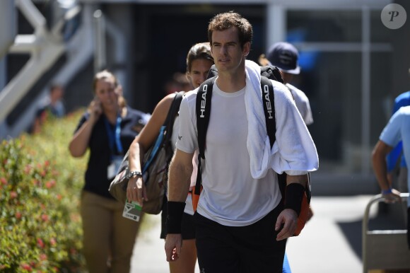 Andy Murray et Amélie Mauresmo lors de l'entraînment à l'Open d'Australie au Melbourne Park de Melbourne, le 16 janvier 2016