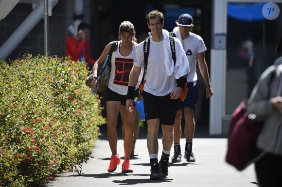 Andy Murray et Amélie Mauresmo se retrouvaient pour la première fois sur un majeur à l'occasion de l'Open d'Australie au Melbourne Park de Melbourne, le 16 janvier 2016, depuis que la Française a accouché de son premier enfant