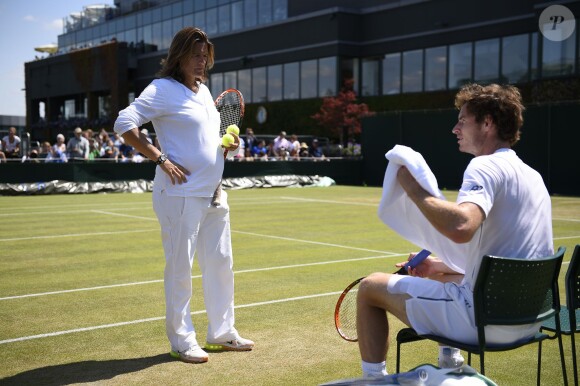 Amélie Mauresmo lors de l'entraînement de son poulain Andy Murray le 9 juillet 2015 à Wimbledon, Londres