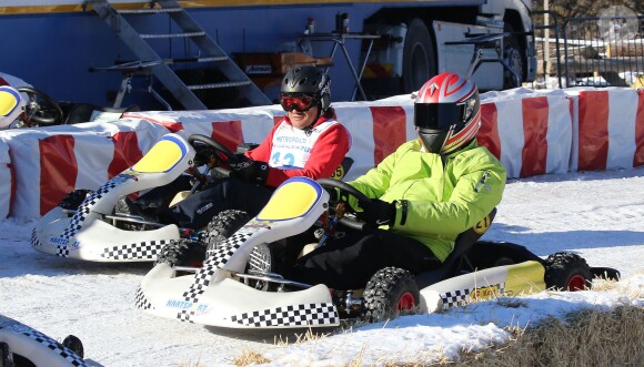 Le prince Albert II de Monaco en kart - World Stars Ski Event au profit de l'association AS Star Team for Children le 16 janvier 2016 à Auron.