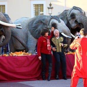 La princesse Stéphanie de Monaco était ravie de pouvoir proposer au public l'Open Air Circus Show, une parade et une réprésentation de cirque gratuite dans la ville, à Monaco le 16 janvier 2016, pour fêter les 40 ans du Festival International du Cirque de Monte-Carlo. © Bruno Bebert / Bestimage