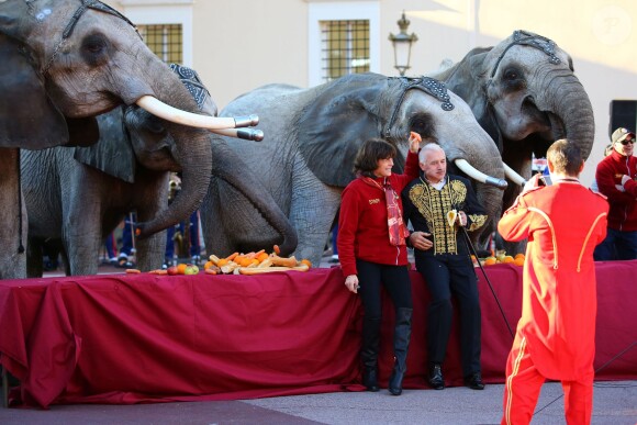 La princesse Stéphanie de Monaco était ravie de pouvoir proposer au public l'Open Air Circus Show, une parade et une réprésentation de cirque gratuite dans la ville, à Monaco le 16 janvier 2016, pour fêter les 40 ans du Festival International du Cirque de Monte-Carlo. © Bruno Bebert / Bestimage