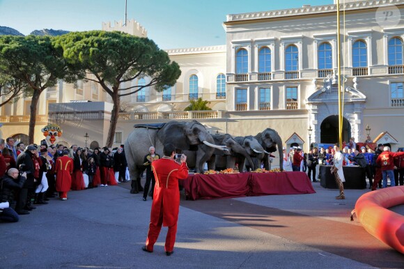 La princesse Stéphanie de Monaco était ravie de pouvoir proposer au public l'Open Air Circus Show, une parade et une réprésentation de cirque gratuite dans la ville, à Monaco le 16 janvier 2016, pour fêter les 40 ans du Festival International du Cirque de Monte-Carlo. © Bruno Bebert / Bestimage