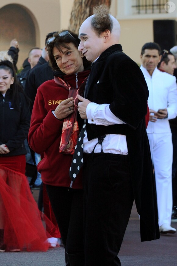 La princesse Stéphanie de Monaco était ravie de pouvoir proposer au public l'Open Air Circus Show, une parade et une réprésentation de cirque gratuite dans la ville, à Monaco le 16 janvier 2016, pour fêter les 40 ans du Festival International du Cirque de Monte-Carlo. © Bruno Bebert / Bestimage