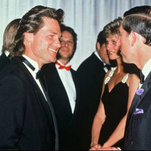 Lady Diana et le prince Charles face à Kurt Russell en juillet 1991 lors de l'avant-première de Backdraft, film de Ron Howard dont il était le héros.
