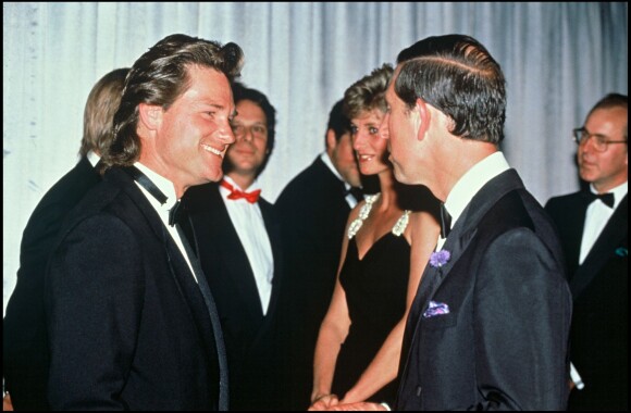 Lady Diana et le prince Charles face à Kurt Russell en juillet 1991 lors de l'avant-première de Backdraft, film de Ron Howard dont il était le héros.