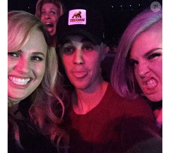 Rebel Wilson, Justin Bieber et Kelly Osbourne au concert de Jennifer Lopez à Las Vegas, le 20 janvier 2016.