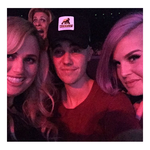Rebel Wilson, Justin Bieber et Kelly Osbourne au concert de Jennifer Lopez à Las Vegas, le 20 janvier 2016.