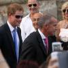 Le prince Harry au mariage de ses amis Charlie Gilkes et Anneke von Trotha Taylor à Monopoli, en Italie, le 19 septembre 2014.