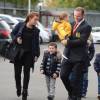 Wayne Rooney avec ses enfants Klay et Kai et son épouse Coleen lors de son arrivée à Old Trafford, le 5 octobre 2014 à Manchester