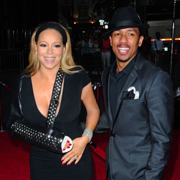 Mariah Carey (le bras casse), Nick Cannon - Premiere du film "The Butler" (Le Majordome) a New York, le 5 aout 2013.