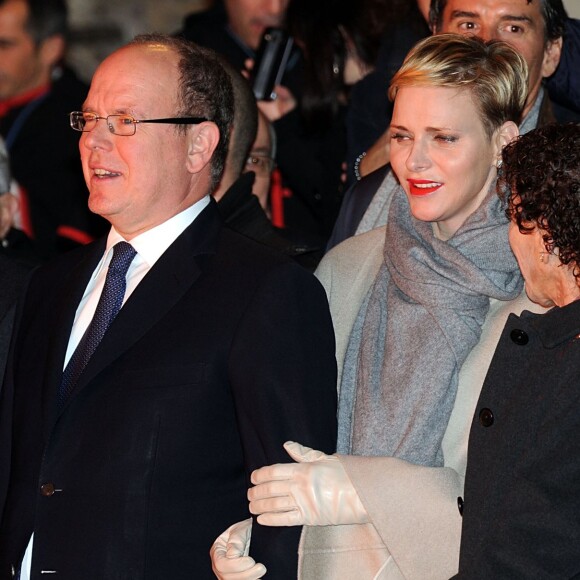 Le prince Albert II de Monaco et la princesse Charlène ont pris part aux traditionnelles célébrations de Sainte Dévote, sainte patronne de la principauté. À Monaco, le 26 janvier 2016. ©Bruno Bebert/Bestimage