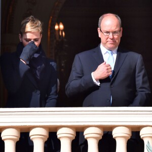 Le prince Albert II de Monaco et la princesse Charlène ont participé à la traditionnelle de la Sainte Dévote à Monaco, le 27 janvier 2016. C'est un jour férié en Principauté, avec la messe traditionnelle célébrée dans la cathédrale par Monseigneur Barsi, suivie de la procession vers le Palais dans les rues de Monaco Ville. ©Bruno Bebert/Bestimage