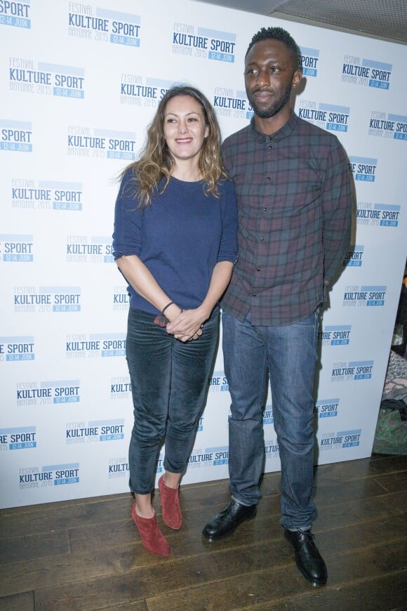 Karole Rocher et son compagnon Thomas Ngijol - Présentation du festival "Kulture Sport" lors d'une conférence de presse au cinéma Panthéon, à Paris le 24 novembre 2014