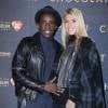 Rio Mavuba et sa femme Elodie enceinte - Avant-première du film "Chocolat" au Gaumont Champs-Elysées Marignan à Paris, le 1er février 2016.