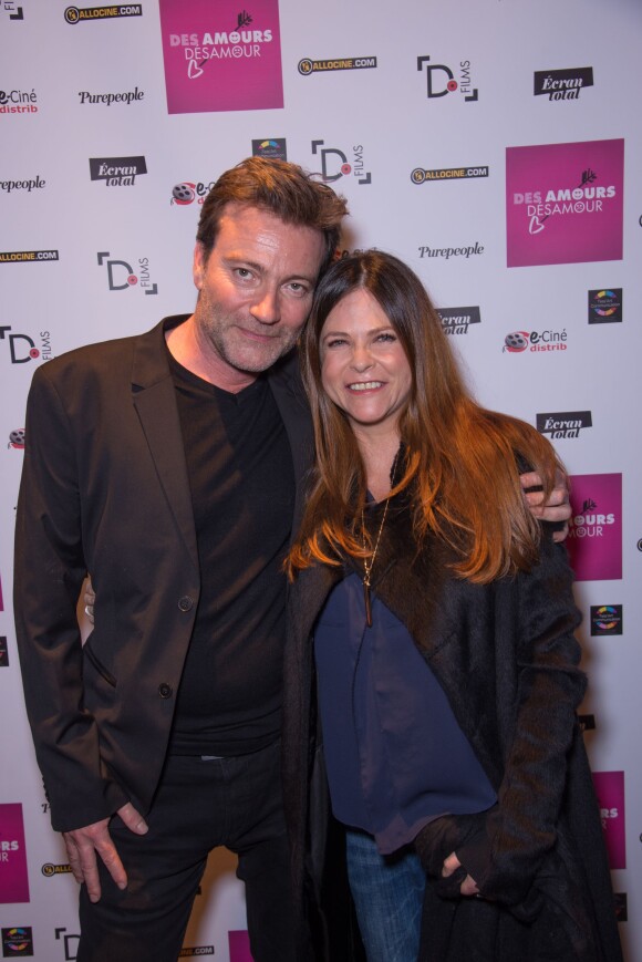Exclusif - Charlotte Valandrey et Dominic Bachy - Photocall lors de l'avant-première du film "Des amours, désamour" au cinéma Gaumont Opéra à Paris, le 1er février 2016.