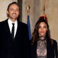 David Guetta et Jessica Ledon au dîner d'état donné en l'honneur du président cubain Raul Castro au palais de l'Elysée à Paris, le 1er février 2016.