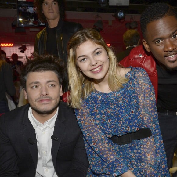 Kev Adams, Louane Emera et Black M (Black Mesrimes, né Alpha Diallo) - Enregistrement de l'émission "Vivement Dimanche" à Paris le 3 Fevrier 2016 et qui sera diffusée le 7 Fevrier 2016. © Coadic Guirec/Bestimage