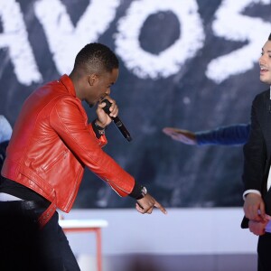 Black M (Black Mesrimes, né Alpha Diallo) et Kev Adams - Enregistrement de l'émission "Vivement Dimanche" à Paris le 3 Fevrier 2016 et qui sera diffusée le 7 Fevrier 2016. Invité principal Kev Adams. © Coadic Guirec/Bestimage