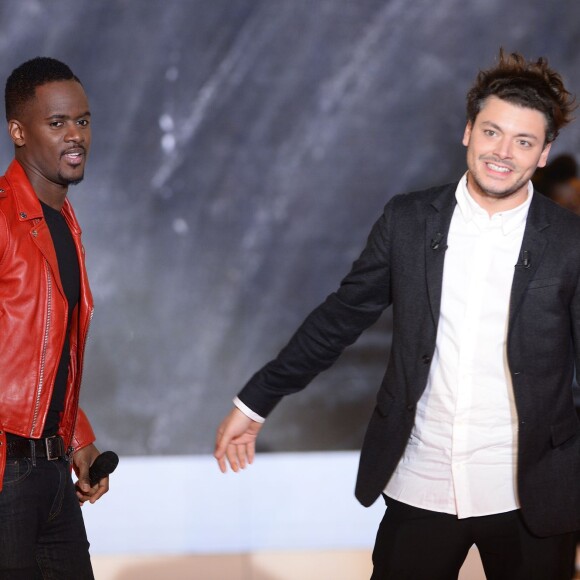 Black M (Black Mesrimes, né Alpha Diallo) et Kev Adams - Enregistrement de l'émission "Vivement Dimanche" à Paris le 3 Fevrier 2016 et qui sera diffusée le 7 Fevrier 2016. Invité principal Kev Adams. © Coadic Guirec/Bestimage