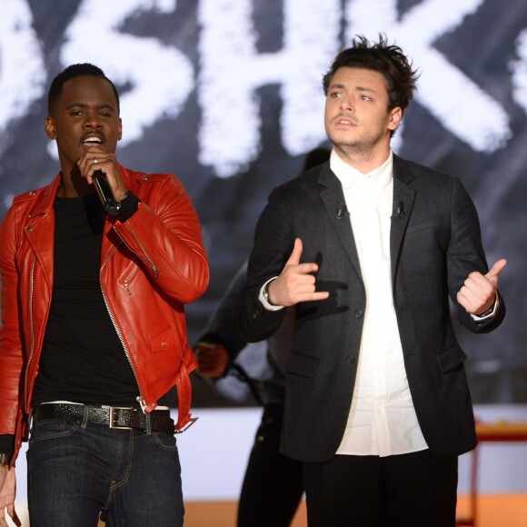 Black M et Kev Adams - Enregistrement de l'émission "Vivement Dimanche" à Paris le 3 février 2016. © Coadic Guirec/Bestimage