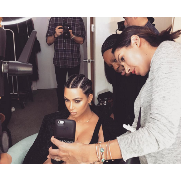 Photo de Kim Kardashian, Jen Atkin et Pat McGrath publiée le 6 février 2016.