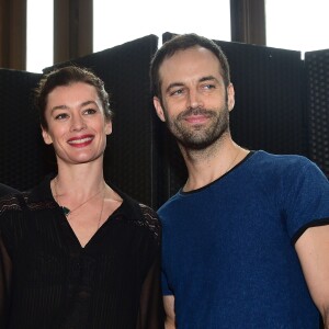 Benjamin Millepied et Aurélie Dupont, nouvelle directrice de la danse à l'Opéra de Paris, lors d'une conférence de presse à l'Opéra Garnier de Paris, le 4 février 2016, après l'annonce du départ de Benjamin Millepied.