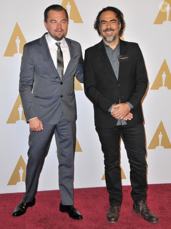 (L-R) Leonardo DiCaprio and Alejandro Gonzalez Inarritu arrives at the 88th Annual Academy Awards Nominee Luncheon held at The Beverly Hilton in Beverly Hills, Los Angeles, CA, USA, on Monday February 8, 2016. Photo By Sthanlee B. Mirador/DDP USA/ABACAPRESS.COM09/02/2016 - Los Angeles