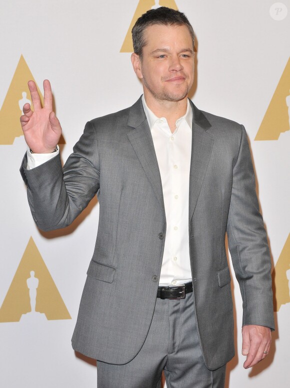 Matt Damon arrives at the 88th Annual Academy Awards Nominee Luncheon held at The Beverly Hilton in Beverly Hills, Los Angeles, CA, USA, on Monday February 8, 2016. Photo By Sthanlee B. Mirador/DDP USA/ABACAPRESS.COM09/02/2016 - Los Angeles