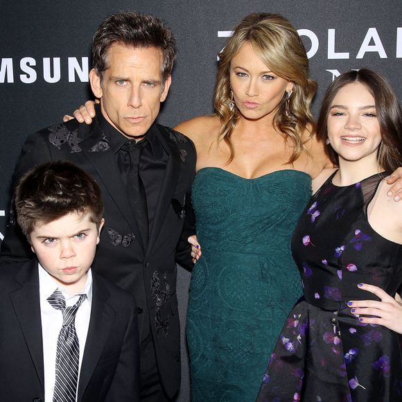 Quinlin Stiller, Ben Stiller, Christine Taylor, Ella Stiller lors de la première de Zoolander 2 au Alice Tully Hall à New York le 9 février 2016.