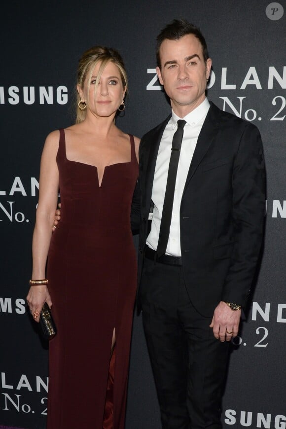 Jennifer Aniston et Justin Theroux lors de la première de Zoolander 2 au Alice Tully Hall à New York le 9 février 2016.