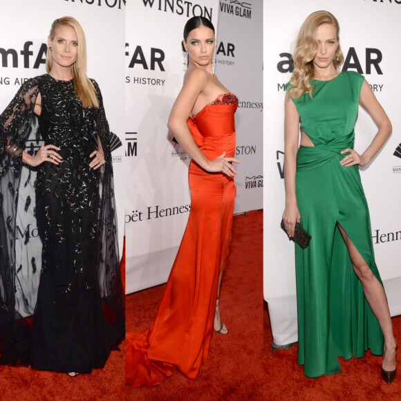 Heidi Klum, Adriana Lima et Petra Nemcova, trois des ravissantes stars présentes au gala "amfAR New York" à New York. Le 10 février 2016.