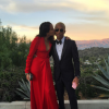 Pharrell Williams et sa femme au mariage de Jimmy Iovine et Libert Ross. Photo publiée sur Instagram, le 15 février 2016.