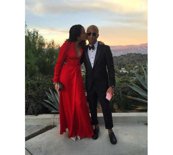 Pharrell Williams et sa femme au mariage de Jimmy Iovine et Libert Ross. Photo publiée sur Instagram, le 15 février 2016.