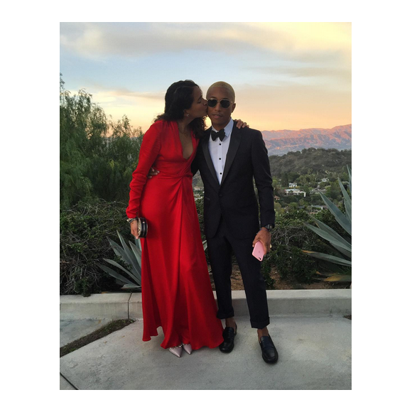 Pharrell Williams et sa femme au mariage de Jimmy Iovine et Libert Ross. Photo publiée sur Instagram, le 15 février 2016.