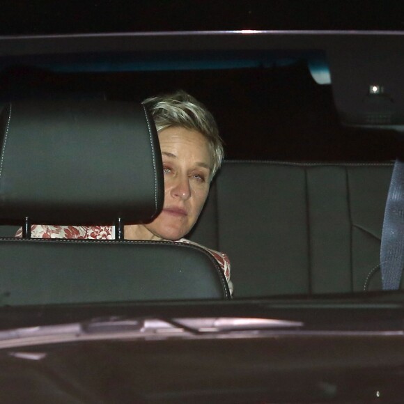 Ellen DeGeneres, Portia de Rossi arrivant au mariage de Liberty Ross et Jimmy Iovine, le jour de la Saint Valentin, à Beverly Hills, le 14 février 2016.