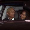 Pharrell Williams et sa femme Helen Lasichanh arrivant au mariage de Liberty Ross et Jimmy Iovine, le jour de la Saint Valentin, à Beverly Hills, le 14 février 2016.
