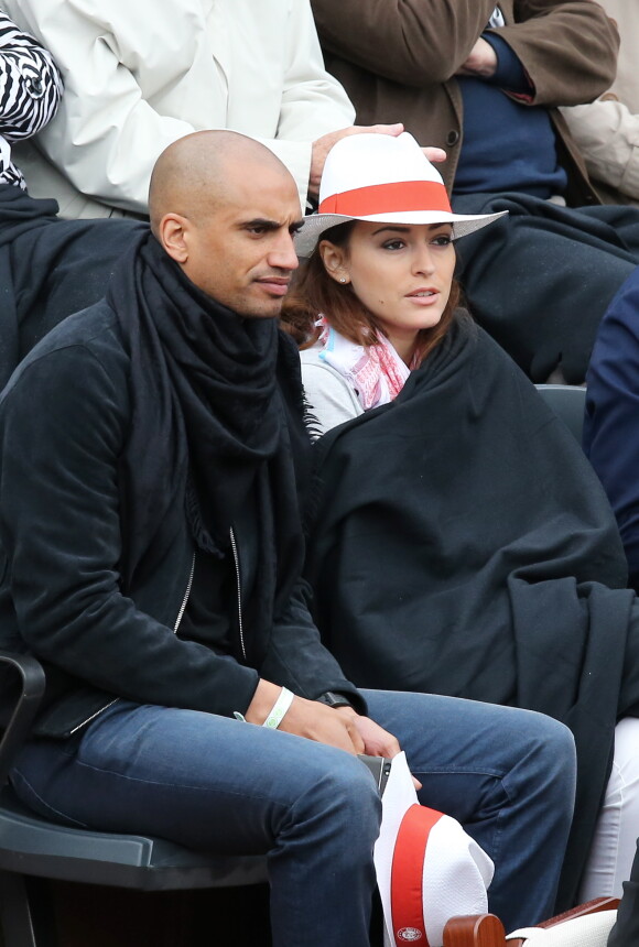 Aurelien Capoue et sa femme Rachel Legrain-Trapani - People aux Internationaux de France de tennis de Roland-Garros à Paris, le 28 mai 2014.