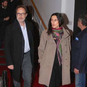 Exclusif - Marc Levy et sa femme Pauline Lévêque enceinte arrivent au Festival du film "In French with English subtitles" à New York, le vendredi 20 Novembre 2015.