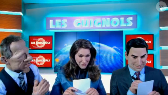 Les marionnettes d'Anne-Claire Coudray et de Julian Bugier dévoilées dans Les Guignols de l'info, le jeudi 18 février 2016.