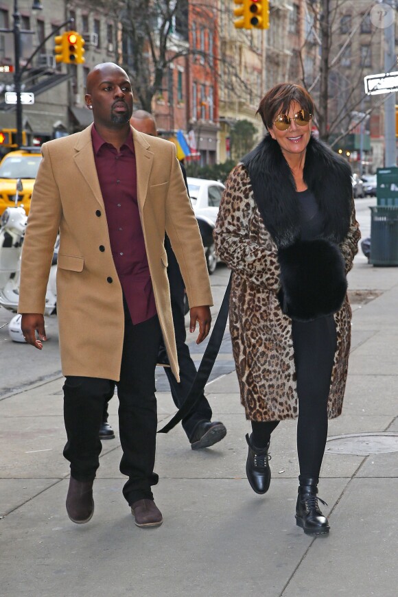 Kris Jenner et son compagnon Corey Gamble à New York, le 10 février 2016.