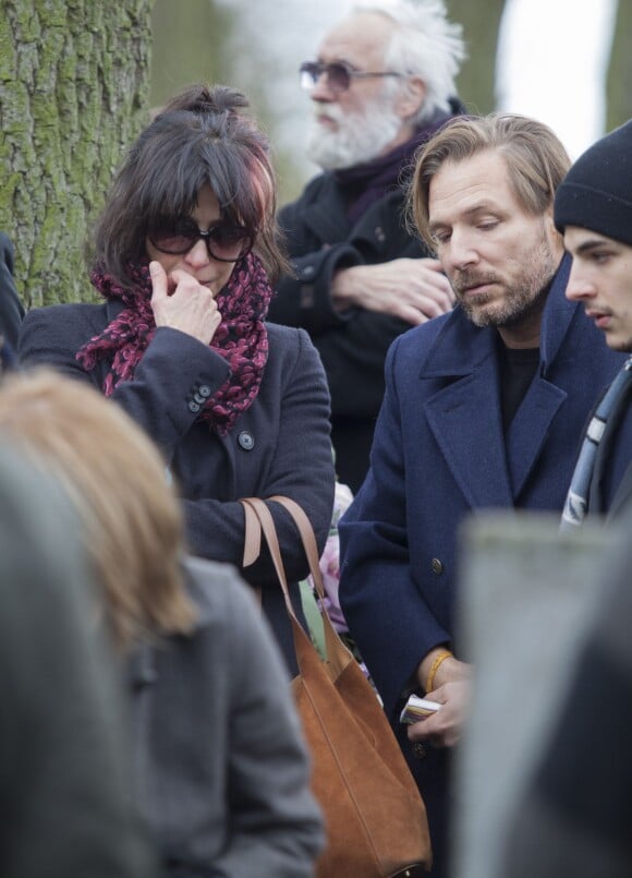 Sophie Marceau et Xawery Zulawski aux côtés de Vincent - Sophie Marceau assiste aux obsèques de son ex-mari Andrzej Zulawski à Gora Kalwaria, près de Varsovie en Pologne le 22 février 2016. BEW / BESTIMAGE