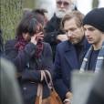 Sophie Marceau, Xawery et Vincent Zulawski - Sophie Marceau assiste aux obsèques de son ex-mari Andrzej Zulawski à Gora Kalwaria, près de Varsovie en Pologne le 22 février 2016.  BEW / BESTIMAGE 