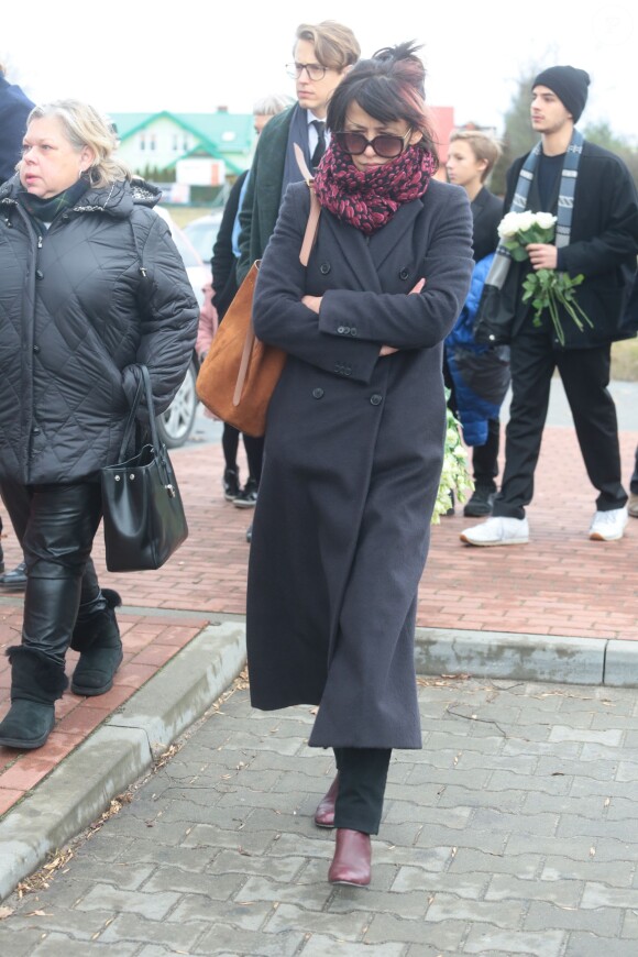 Sophie Marceau assiste aux obsèques de son ex-mari Andrzej Zulawski à Gora Kalwaria, près de Varsovie en Pologne le 22 février 2016. BEW / BESTIMAGE