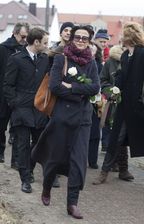 Sophie Marceau aux obsèques de son ex-mari Andrzej Zulawski à Gora Kalwaria, près de Varsovie en Pologne le 22 février 2016. BEW / BESTIMAGE