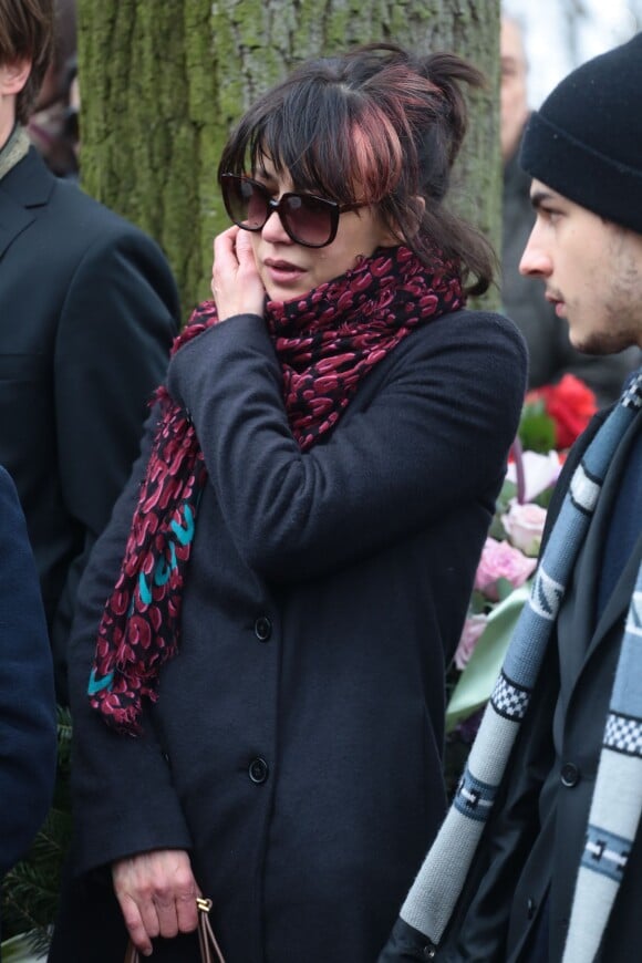 Sophie Marceau avec son fils Vincent assiste aux obsèques de son ex-mari Andrzej Zulawski à Gora Kalwaria, près de Varsovie en Pologne le 22 février 2016. BEW / BESTIMAGE