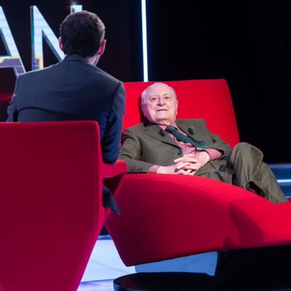 Exclusif - Enregistrement de l'émission "Le Divan" présentée par Marc-Olivier Fogiel avec Pierre Bergé, diffusion le 23 février sur France 3. Le 11 février 2016 ©Cyril Moreau/Bestimage