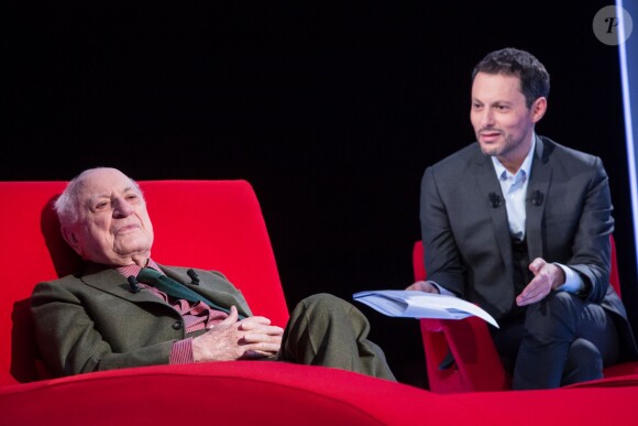 Exclusif - Enregistrement de l'émission "Le Divan" présentée par Marc-Olivier Fogiel avec Pierre Bergé, diffusion le 23 février sur France 3. Le 11 février 2016 ©Cyril Moreau/Bestimage