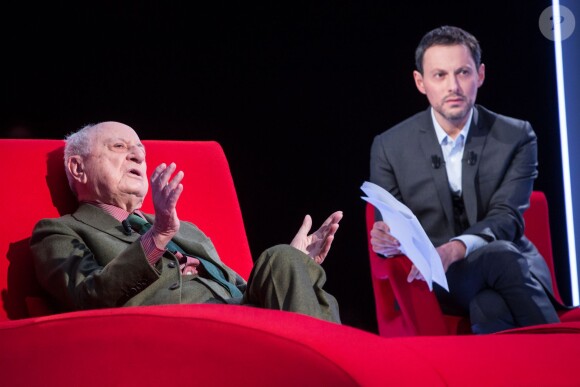 Exclusif - Enregistrement de l'émission "Le Divan" présentée par Marc-Olivier Fogiel avec Pierre Bergé, diffusion le 23 février sur France 3. Le 11 février 2016 ©Cyril Moreau/Bestimage